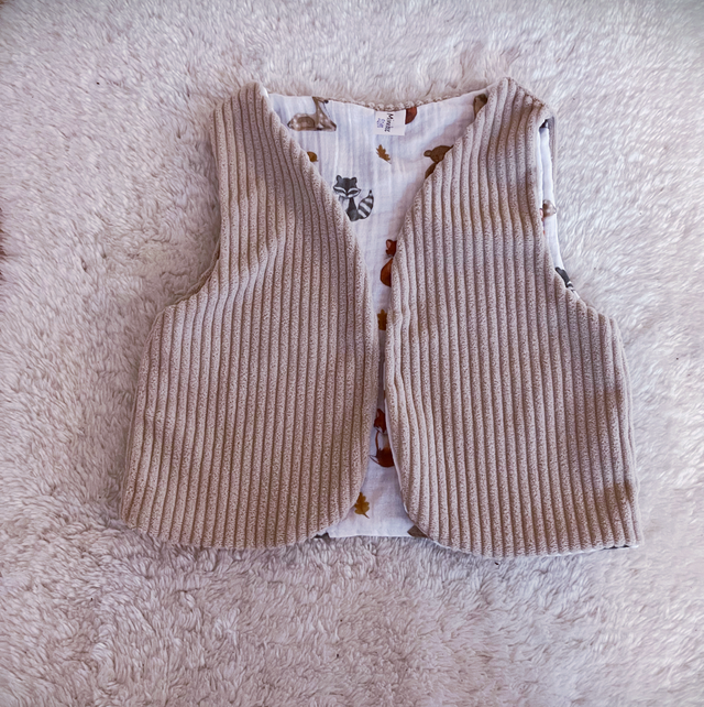 Weste weicher Cord + Musselin 68/74-104/110