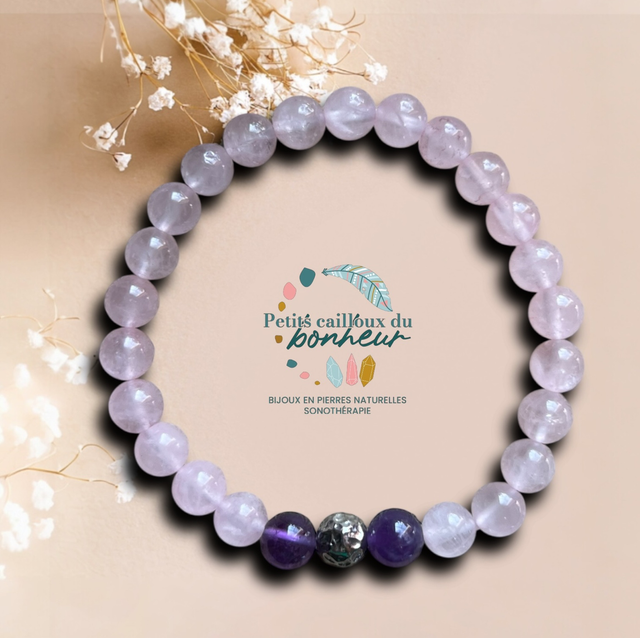 Bracelet Quartz Rose &amp; Améthyste : Duo d’amour et de paix intérieure