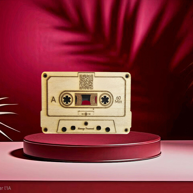 Cassette audio en bois... Dites lui en chanson 