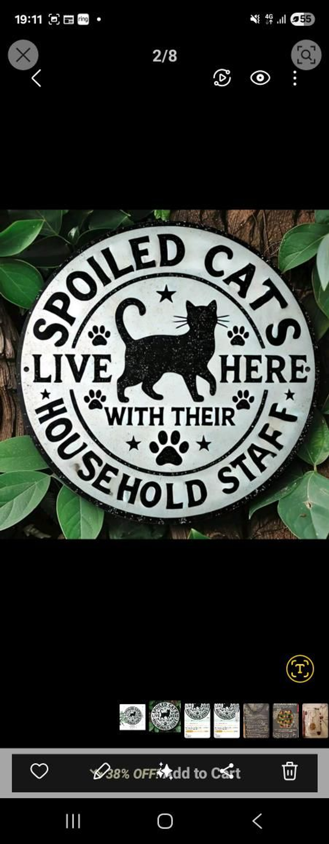 Metal cat plaque sign pre drilled