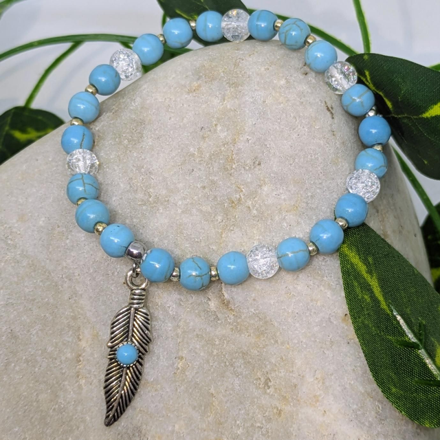 Bracelet &quot;Turquénite &amp; Cristal de roche&quot; 6mm BR-108