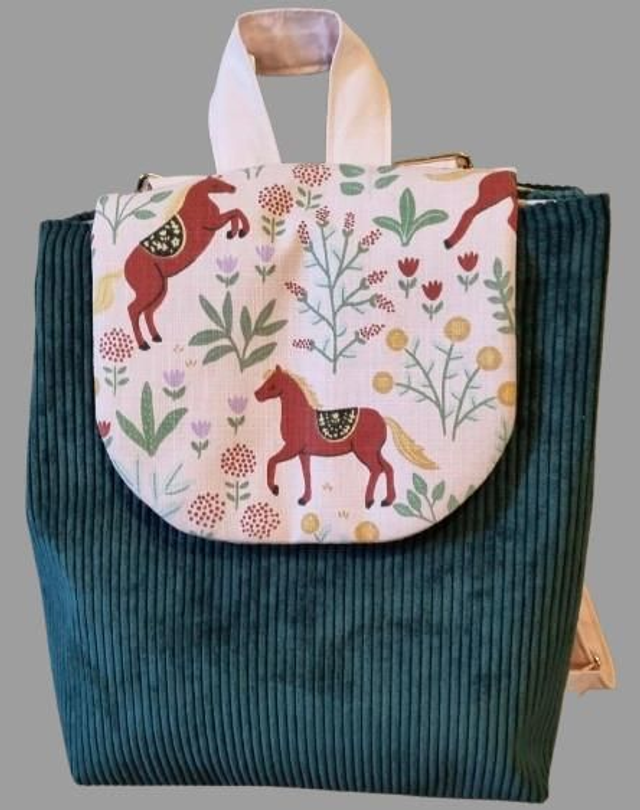 Sac à Dos personnalisable en velours côtelé et coton avec Bretelles Réglables