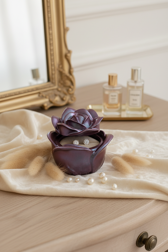 Boite à secrets - Fleur prune