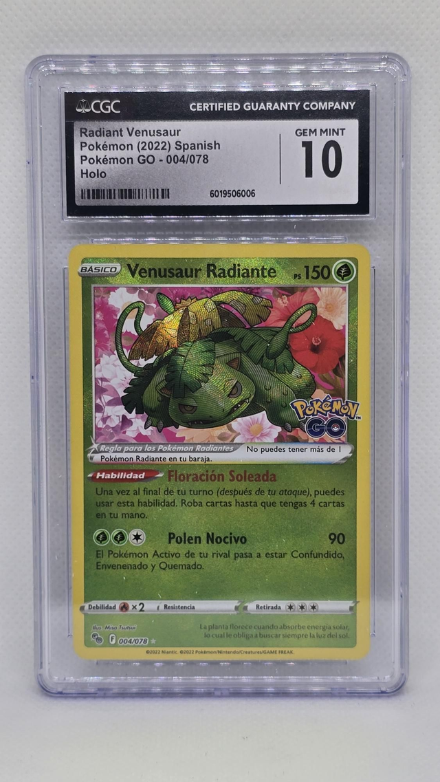 VENUSAUR RADIANTE , POKEMON GO ESP HOLO [CGC. 10]