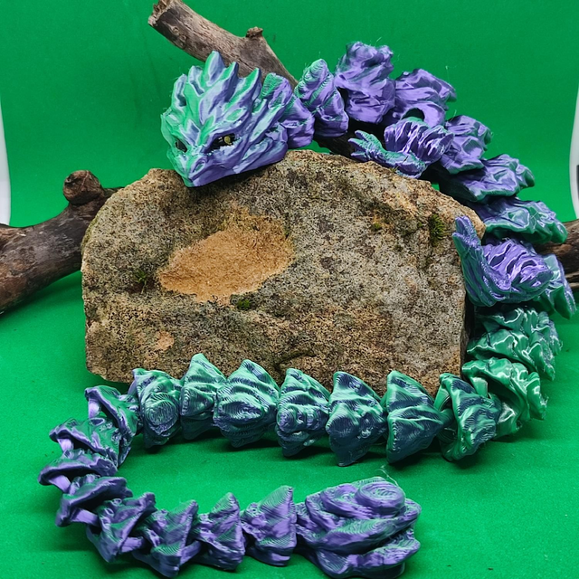 Geo Dragon, Earth Dragon, 3D Printed, Articulated Dragon, Mythical Fidget Dragon