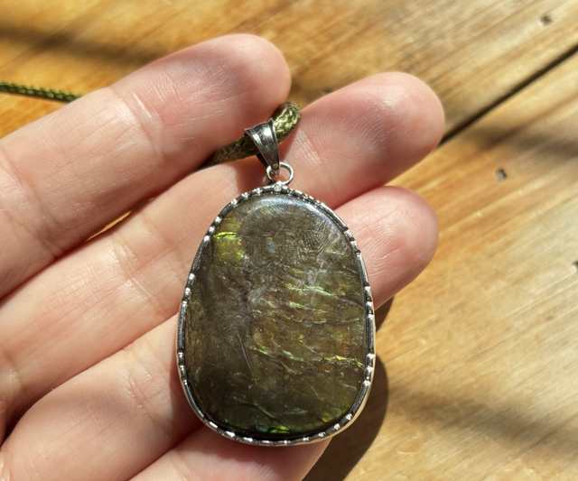 Natural Green Ammolite Necklace