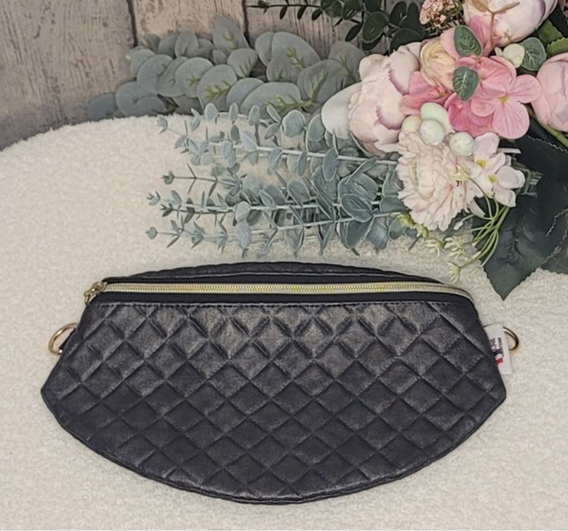 Sac banane simili cuir matelassé marron