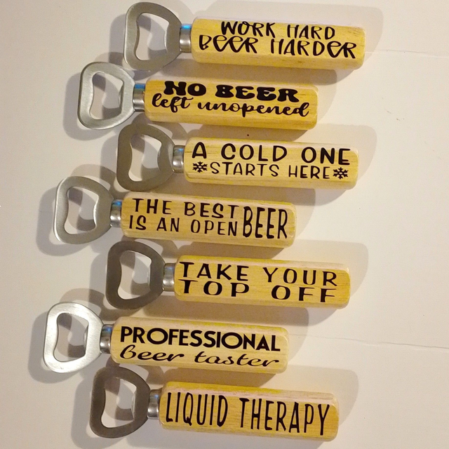 Wooden Bottle Opener With Funny Quote - 7 Designs