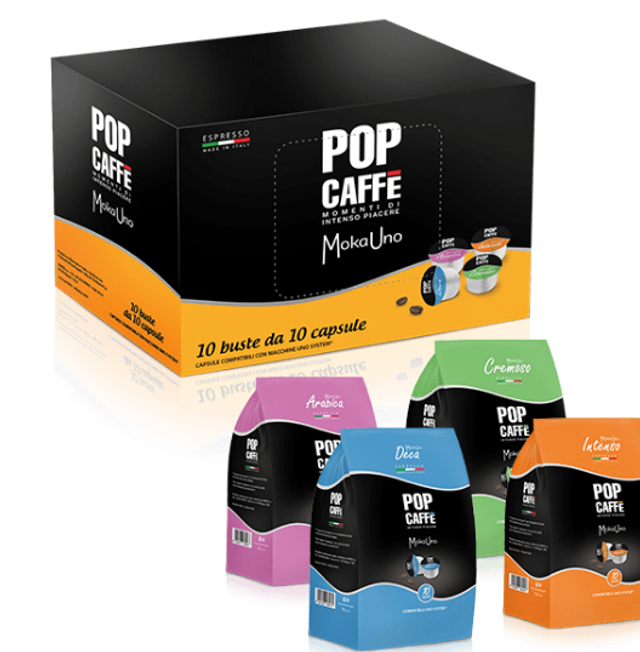 Capsule Moka Uno Compatibili con macchine Uno System 100pz