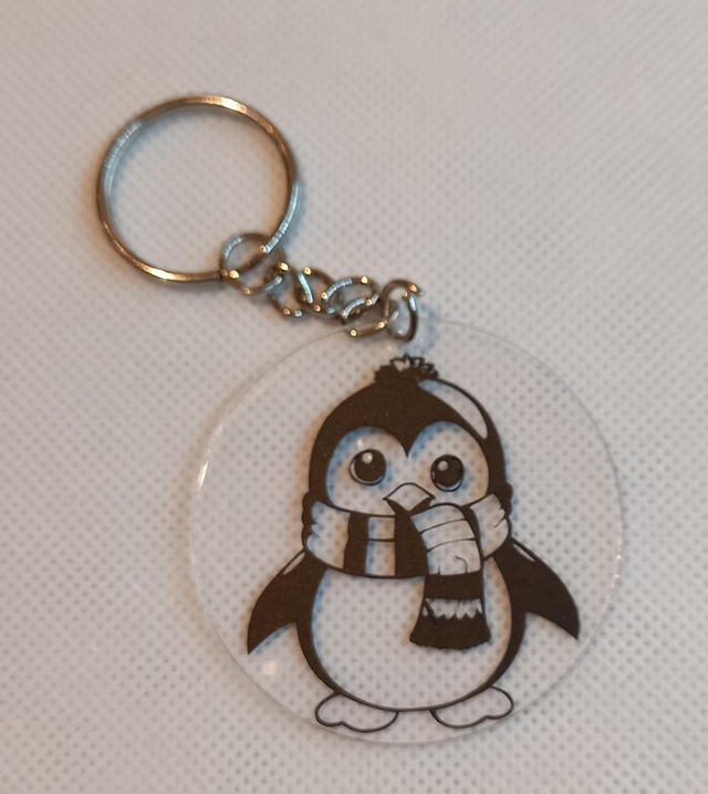 Christmas Penguin Acrylic Keyring 