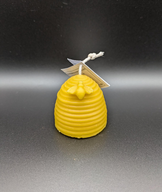 Skep Hive with Bee Beeswax Candle 