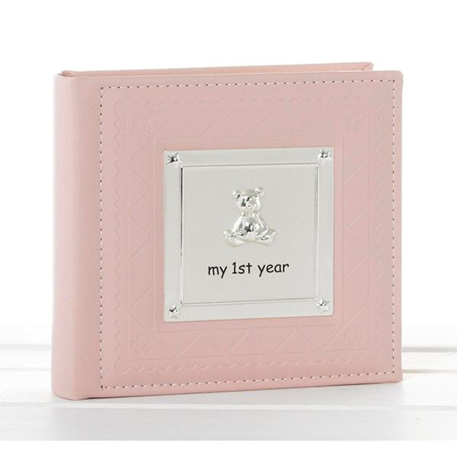 Baby Girl My First Year Photo Album – Pink Teddy Bear New Baby Keepsake Gift