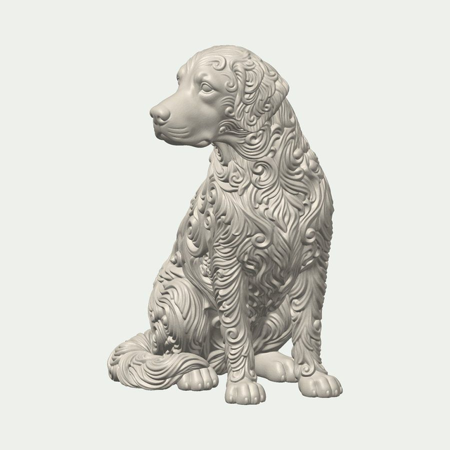 Sitting Golden Retriever Statue