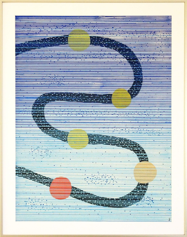 Peinture "Géométrie en transparence" - 63 x 48 cm