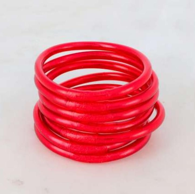 Jonc boudhiste avec mantra Rouge Cerise