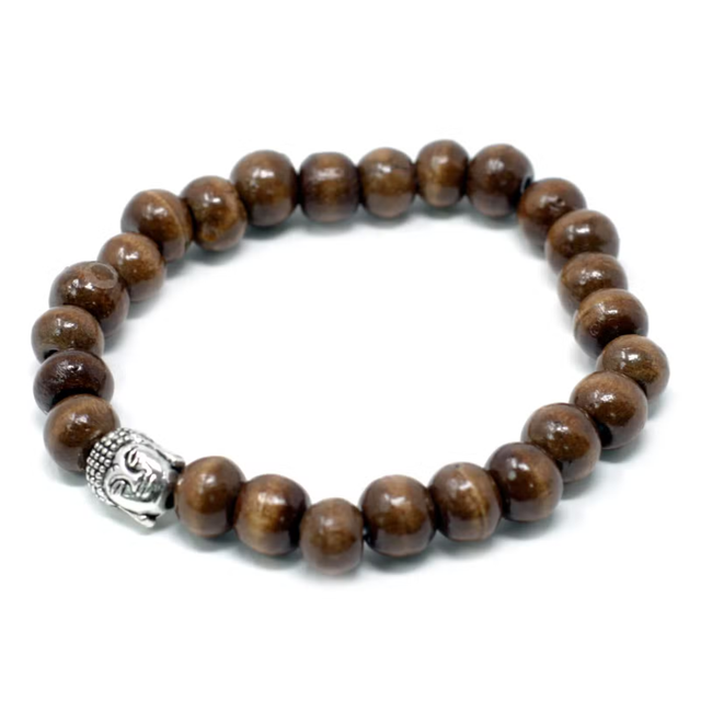Brown Bead Bangle with Buddha Charm
