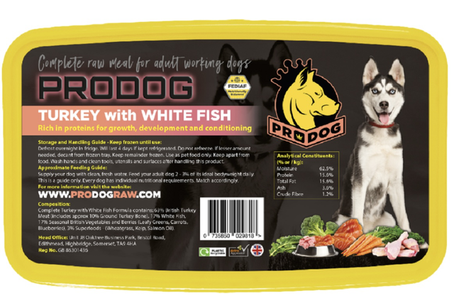 500g Turkey and white fish ProDog raw