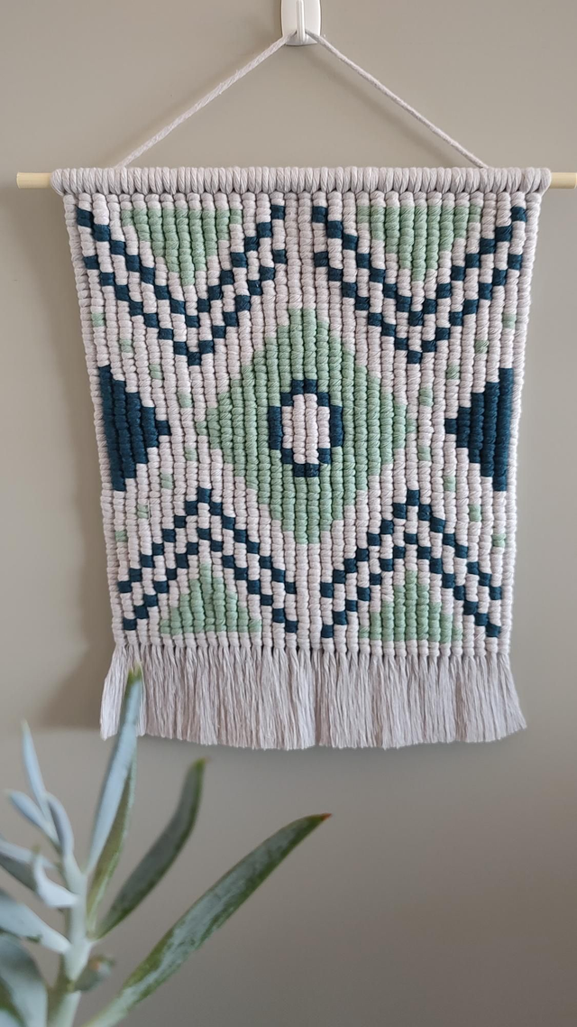 Tenture aztèque - bleu/vert