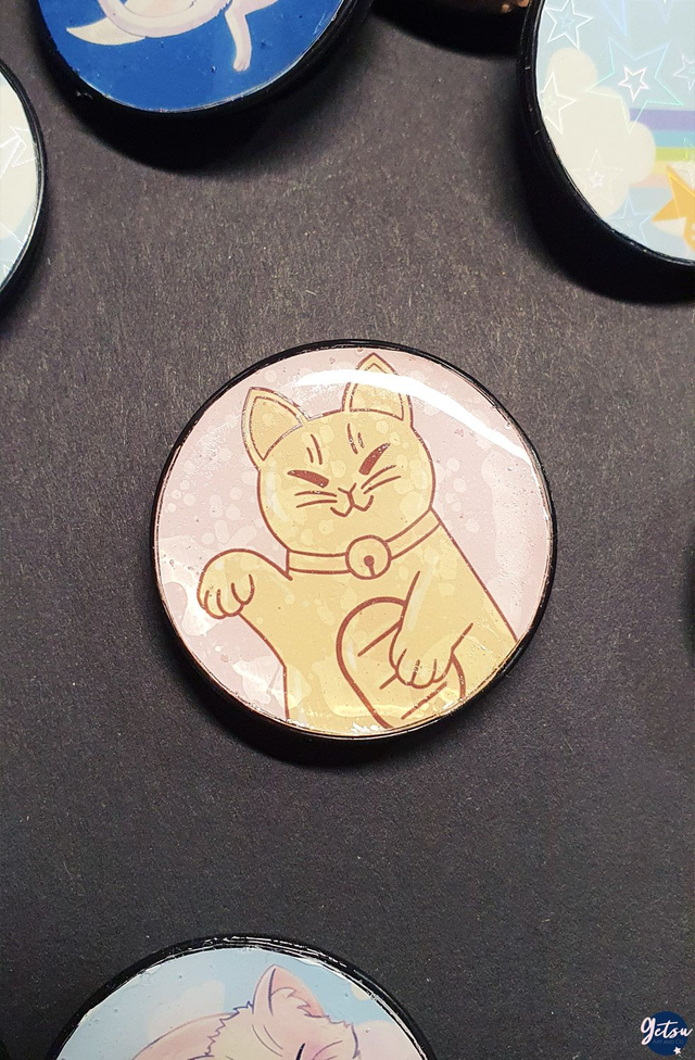 Poignée de téléphone maneki neko jaune