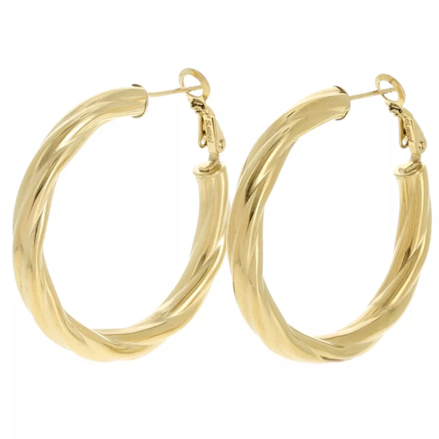 Créoles torsadées doré acier inoxydable 40 mm x2