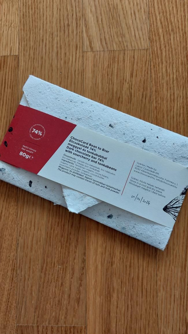 ChocoCard 74% Tanzania with sour cherry & tonka