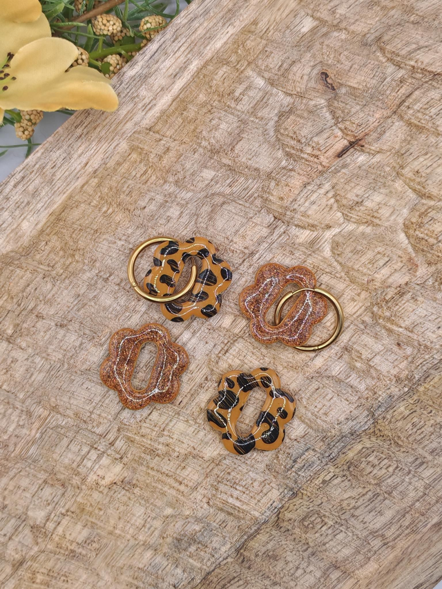 Choupettes Jain réversibles, caramel léopard noir 