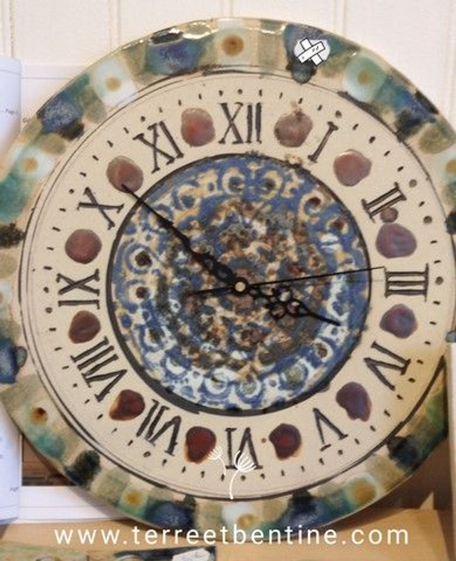 CERCLE: PENDULE en grès: pièce UNIQUE