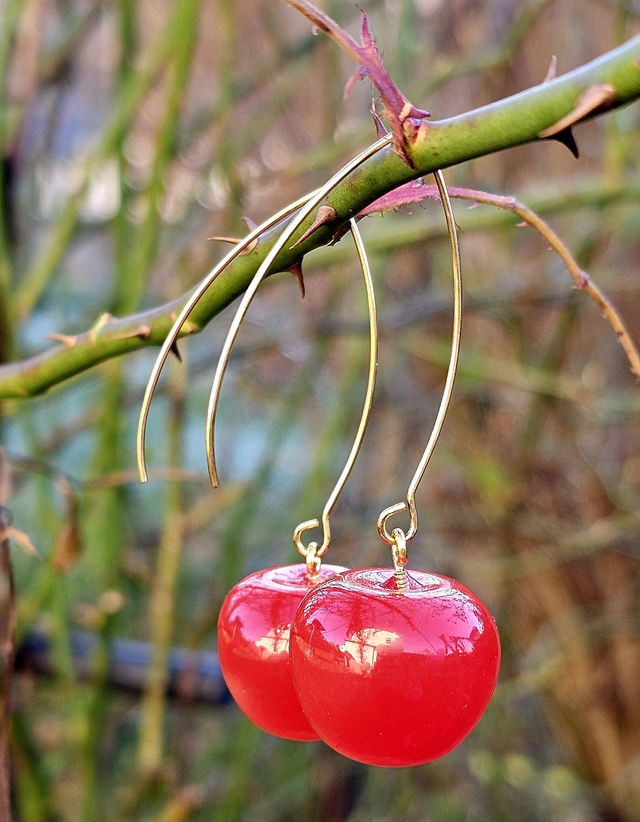 edle Kirschohrringe mit 2 € Spendenanteil für den Tierschutz (Stecker vergoldet)