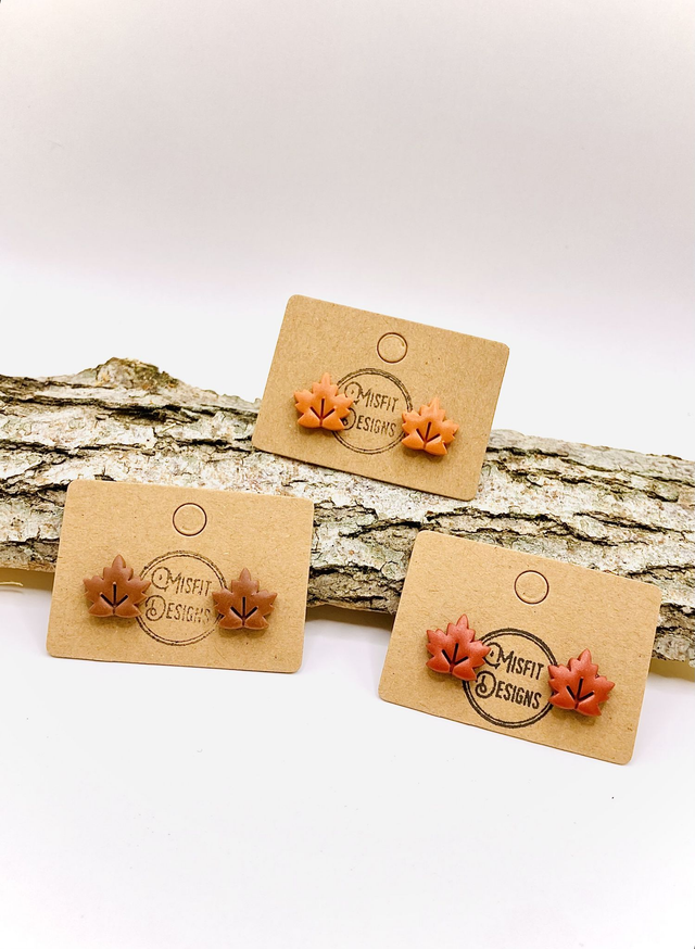 Autumn leaf stud earrings