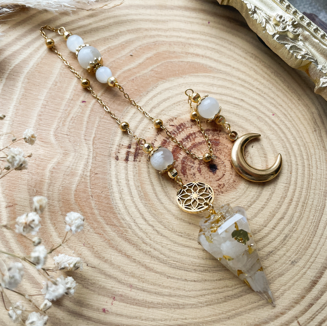 Pendule pierre de lune croissant