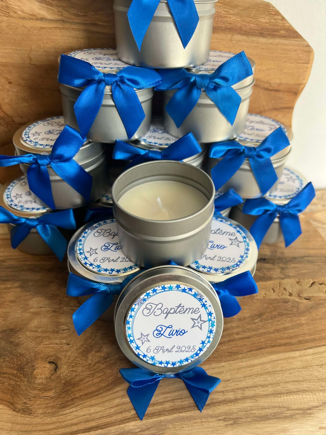 Pot métallique argent thème étoile senteur vanille