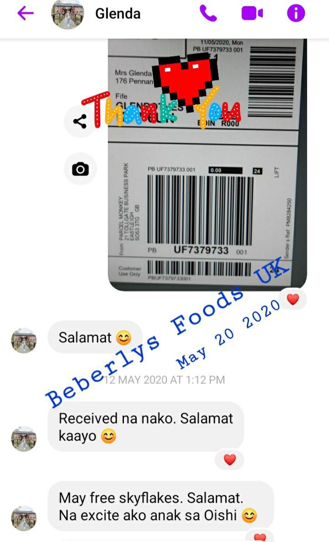 From Customer: Glenda C. (Fife- May 2020)