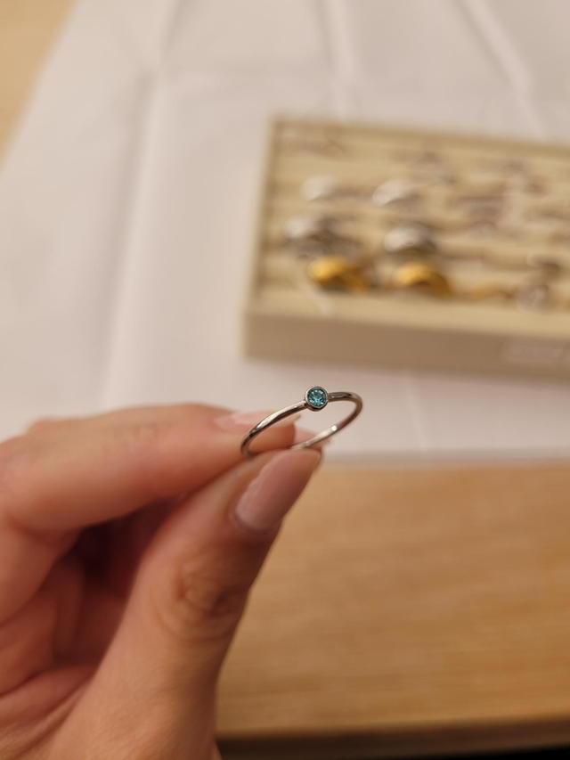 Stainless steel birthstone ring - December - Size J - SL-035