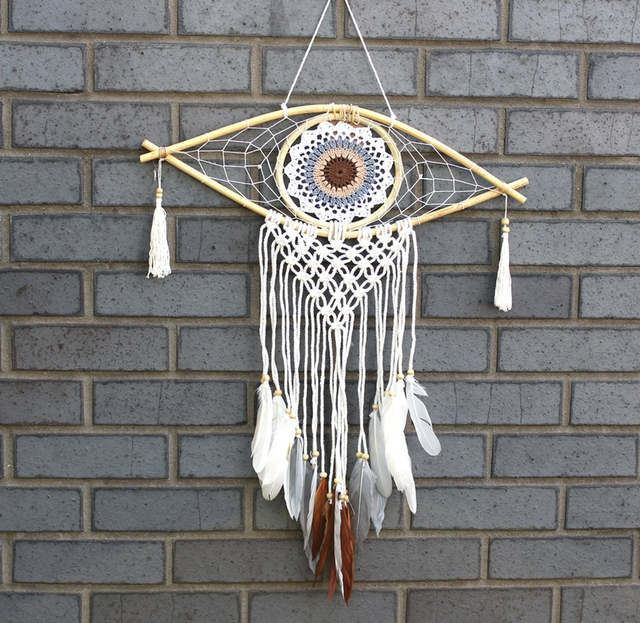 Dream Catcher Protection Medium Evil Eye White/Grey/Brown