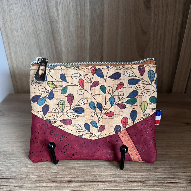 Porte monnaie « Flowers » et bordeaux 