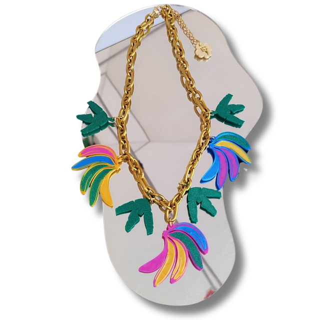Gargantilla Cascada Tropical | Collares Sostenibles Hechos a Mano | Homenaje al Plátano de Canarias