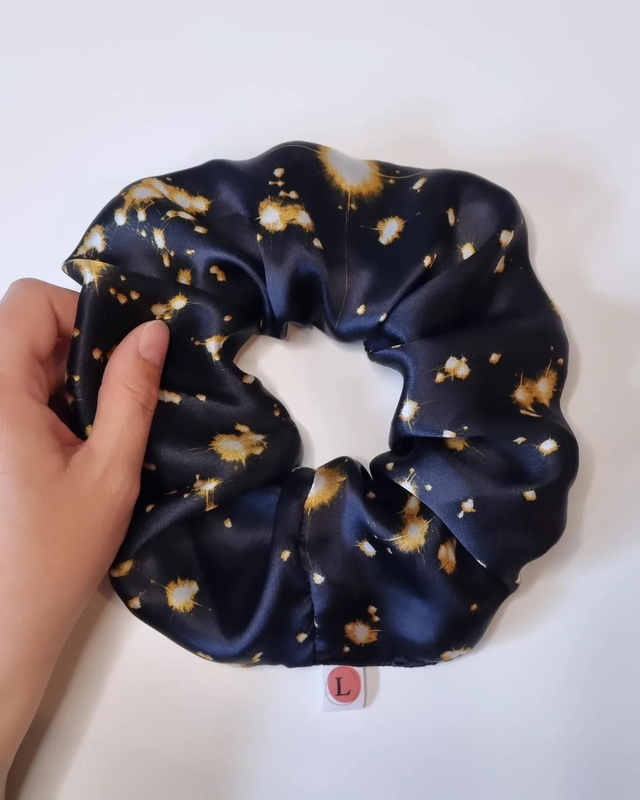 Chouchou noir et doré 100% soie