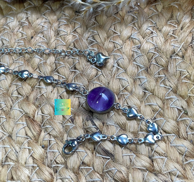 🧚‍♀️🧘‍♀️Bracelet en Améthyste Coeur