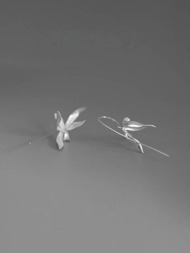 *Designer Silver Jewellery* Orchid in Hollow Valley Silver Earrings