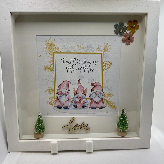 Personalised First Christmas as Mr&Mrs frame. Handmade gift.