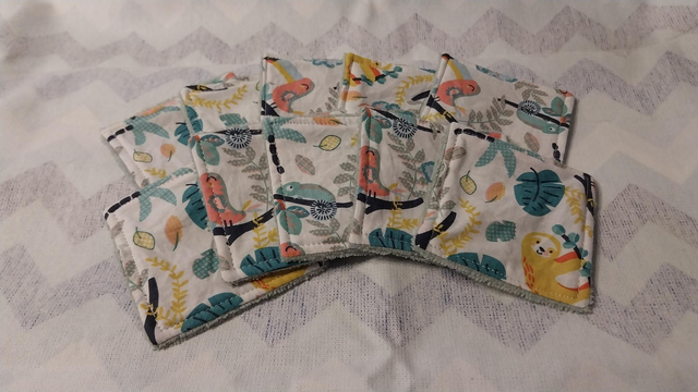 Cotons démaquillants jungle lavables en éponge bambou