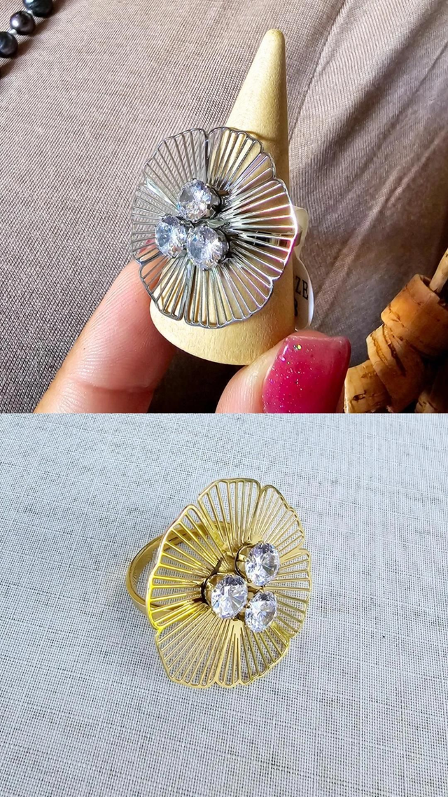 Bagues réglables "Myra" en acier inoxydable or ou argent (3 tailles disponibles)