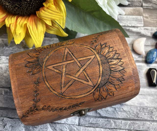 Chest style box with pentacle an sunflowers 