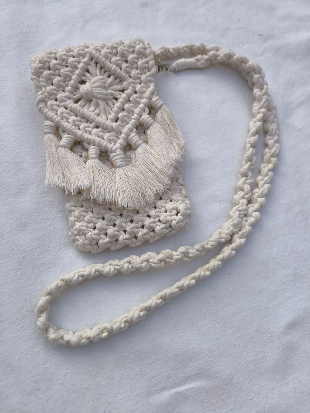 Sac blanc nature porte téléphone