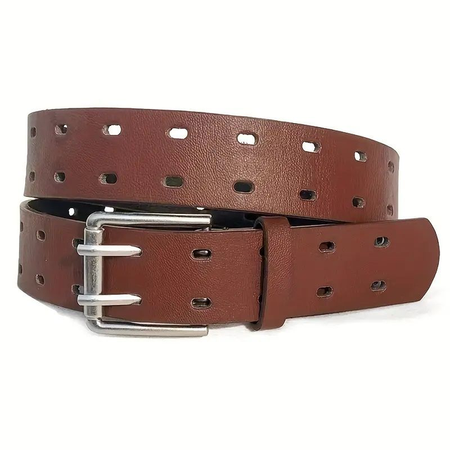 Ceinture Unisexe À Couleur Unie, Boucle À Double Épingle Vintage