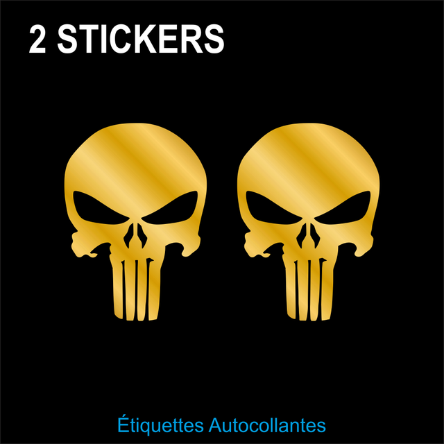 2 stickers PUNISHER (disponibles en 2 tailles) pour casque, voiture, moto, coque de téléphone, etc.