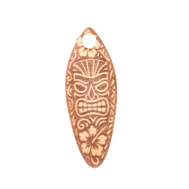 🪵 Porte-clés “Tiki” en bois – Gravure artisanale (Déstockage)