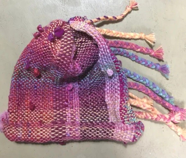 Handwoven Beanie in Bright Colors, S/M