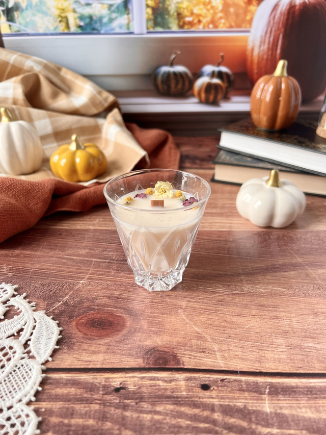 🍁 Bougie Thé noir vanille - verre &quot;facettes&quot;