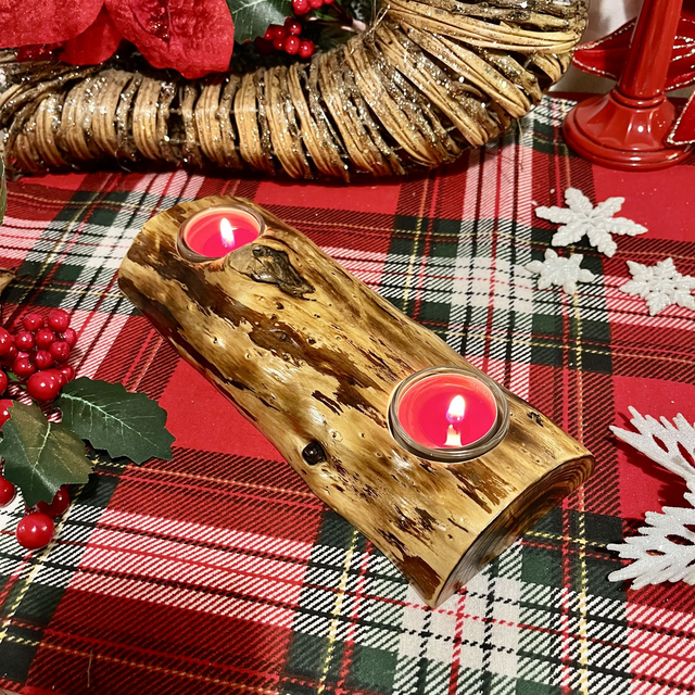 Handcrafted Cypress Wood Tealight Holder